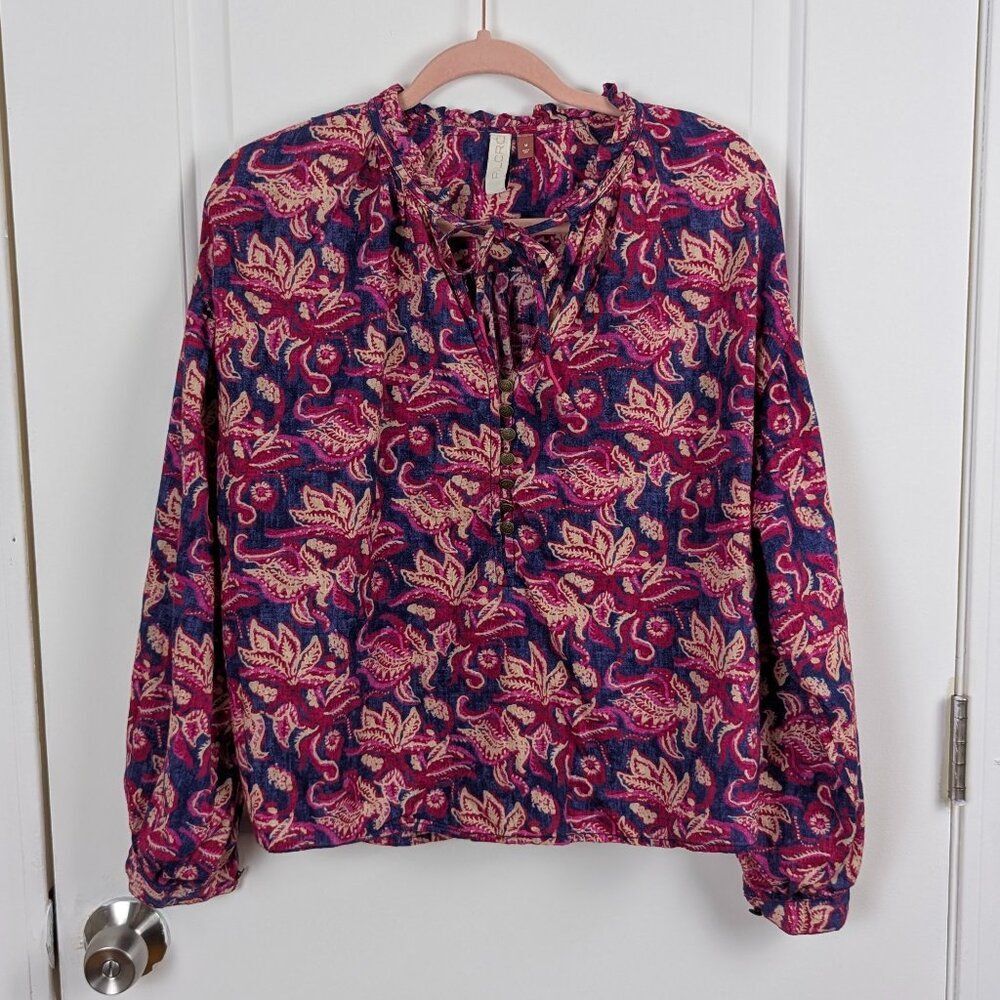 PILCRO | Paisley Floral Button Front Blouse Size Medium